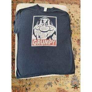 Vintage 90s Disney Grumpy Snow White Graphic T Shirt XXL Mens Tee Gray Black